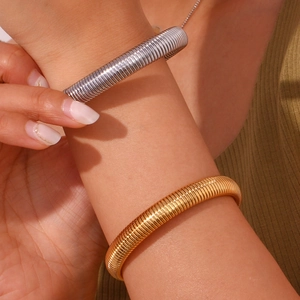 Bracelets spirales minimalistes de 10mm en or et argent pour femmes, style serpent