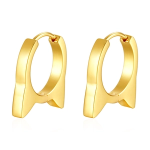 Boucles d'oreilles créoles en acier inoxydable doré 18K avec design oreilles de chat
