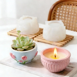 DIY silicone mold for floral relief flower pot and succulent planters for home decor