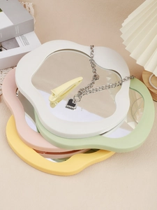 Cloud shaped makeup mirror with wavy matte frame and jewelry decoration for desktop