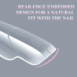 Macro detail of clear nail forms with rear-edge embedded design for a natural seamless fit