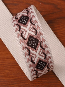 Ethnic geometric jacquard replacement shoulder strap with diamond pattern weaving