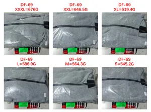 Detailed weight comparison chart for double-layered hooded zip hoodie from size S to 3XL