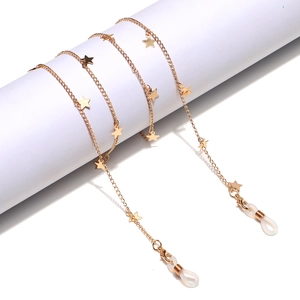 Handmade gold star eyewear chain with silicone loops for glasses and sunglasses