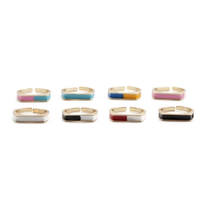 Fashion Gold Plated Copper Enamel Geometric Open Adjustable Ring Minimalist Color Block Finger Ring For Women Daily Jewelry