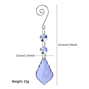 Detailed view of 50mm purple crystal suncatcher dimensions 14.6cm length for Christmas
