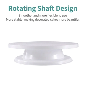 360-degree rotating white cake turntable stand made of food-grade PP for baking decoration