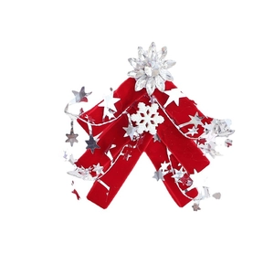 Red velvet Christmas tree cake topper with crystal flower and snowflake for holidays.