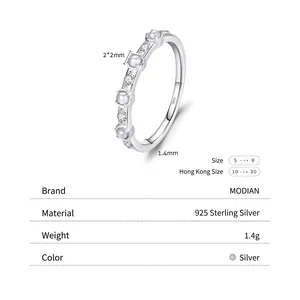 Bague élégante en argent sterling S925 avec perles délicates et zircons brillants