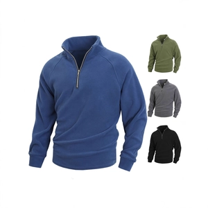 Men Fleece Pullover Sweatshirt 1/4 Zip Stand Collar Solid Casual Warm Thermal Long Sleeve Tops