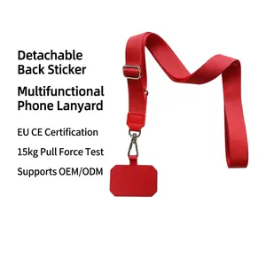 Adjustable Polyester Phone Lanyard Crossbody Neck Strap With Metal Buckle Universal Mobile Phone Tether Patch Anti-Lost Lanyard