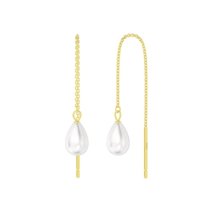 Orecchini a nappa in argento S925 con perle a goccia bianche e finitura dorata