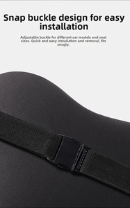 Close-up of car headrest with adjustable elastic strap and quick-release buckle detail