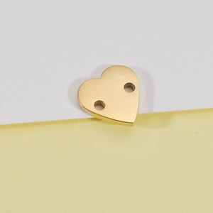 Pendentifs cœur en acier inoxydable doré poli avec doubles trous pour bijoux DIY