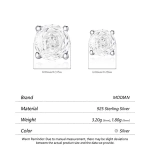 Boucles d'oreilles en argent sterling avec oxydes de zirconium de 8 mm et 6 mm