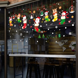 Christmas window cling set with Santa, reindeer and snowman for festive glass decoration