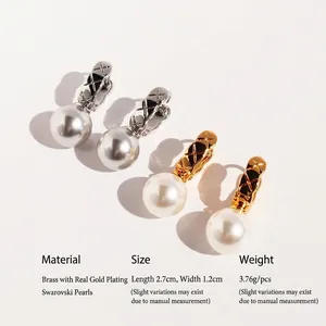 Quilted U-shape hoop earrings with premium round pearls in gold and silver finish