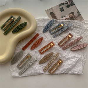 Colorful spotted resin hair clips in rectangle and oval shapes set for women