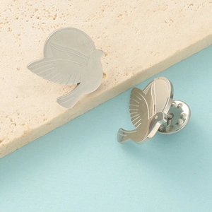 Broche Pin's Oiseau Colombe De La Paix Acier Inoxydable Poli Miroir Minimaliste Accessoire Animal Pour Costumes Unisexe