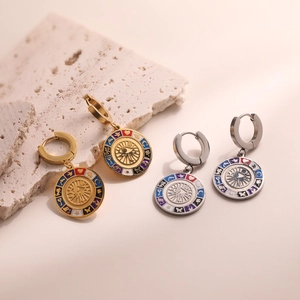 Bohemian evil eye earrings in gold and silver finish with colorful enamel detail