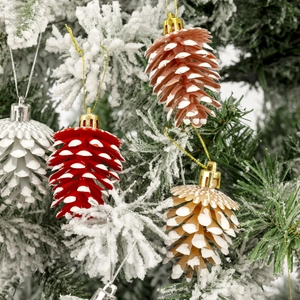 Pommes de Pin Suspendues de Noël Effet Neige Peintes Pour Décoration Arbre de Noël Accessoires Vitrine Fête Festival