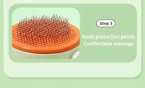 Détail de la brosse pour animaux avec pointes en résine pour protéger la peau