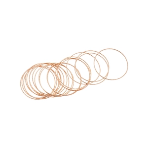 Set of 12 rose gold stacked bangles with diamond-cut faceted texture for women