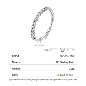 Delicate S925 sterling silver eternity band ring with 1mm width and cubic zirconia stones