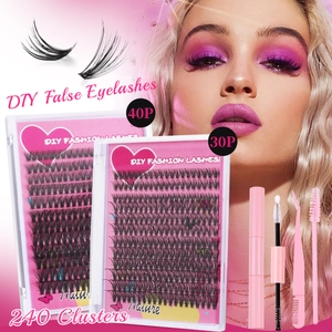 DIY Cluster False Eyelashes Synthetic Fiber D Curl Messy Individual Lashes Bond Seal Glue Tweezers Brush Makeup