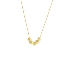 Vintage gold bead pendant necklace for women featuring frosted textured beads on box chain