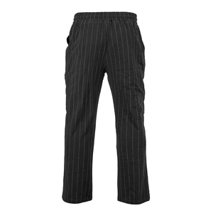 Dettaglio dell'elastico in vita con coulisse e strisce verticali sui pantaloni in lino da uomo
