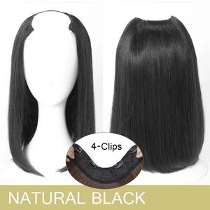 U-shaped hair extension in natural black with 4-clips for seamless volume and length