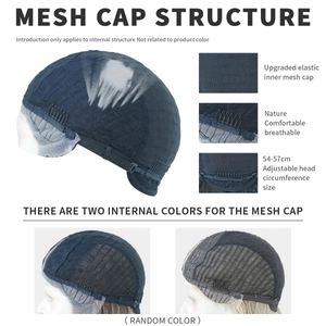 Breathable wig mesh cap structure with adjustable straps for 54-57cm head size