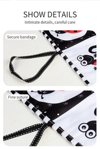 Detail of high contrast baby cloth book showing secure bandage and fine suture work