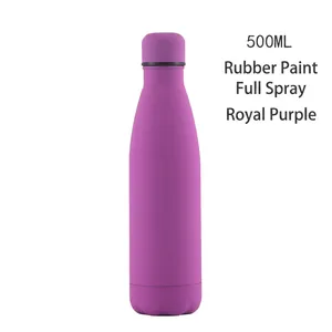 500ml vacuum insulated stainless steel water bottle in matte purple rubber finish