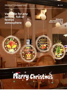 Détail de 4 lumières de Noël LED à ventouse avec motifs festifs de personnages de fêtes