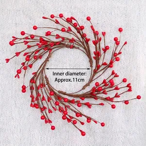 Artificial red berry wreath candle ring with 11cm inner diameter for Christmas decor