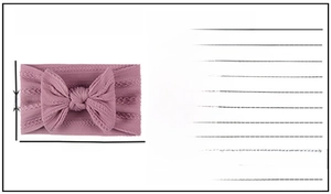 Size guide for nylon baby headband featuring width 18cm and height 9cm dimensions