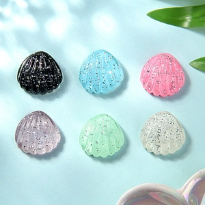 Glitter resin shell accessories in six vibrant colors for DIY jewelry and hair clips