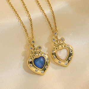 Heart Castle Necklace Stainless Steel Zircon Inlaid Romantic Dreamy Jewelry For Women Girls Elegant O-Chain Accessory