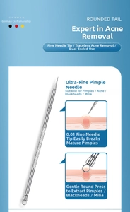 Detail of 0.01mm sharp tip and round loop of stainless steel blackhead remover tool
