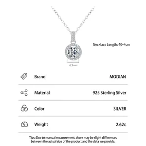 Elegant S925 sterling silver necklace with a brilliant zircon circle pendant and chain