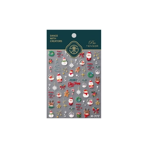 Christmas nail stickers set with snowflakes, Santa, and reindeer designs for festive manicure