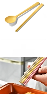 Close-up of silicone spoon and chopsticks with non-slip threaded tips for kids