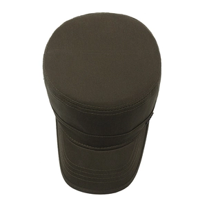 Men's olive green flat top army cap in durable cotton twill for outdoor sports