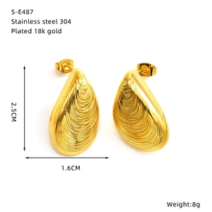 Detailed specs for 18k gold plated stainless steel hammer textured drop earrings
