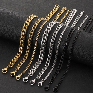 Polished 18K gold and silver Cuban link necklaces for men in various widths