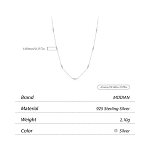 925 Sterling Silver Choker necklace with 4mm round cubic zirconia accents, length 41+4cm