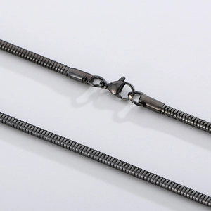 Polished stainless steel round snake chain necklace with lobster clasp for men and women