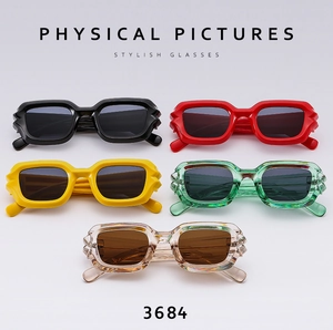 Collection of punk style square sunglasses with unique jagged flame edge frames